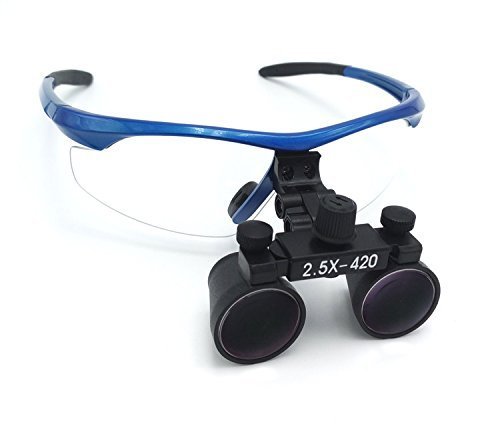 BONEW Fernglaslupe, 2,5-fache Lupe, 420 mm Arbeitsabstand, blau, Glaslinse, Kunststoffrahmen mit Antifog, DY-101, praktische Schutztasche