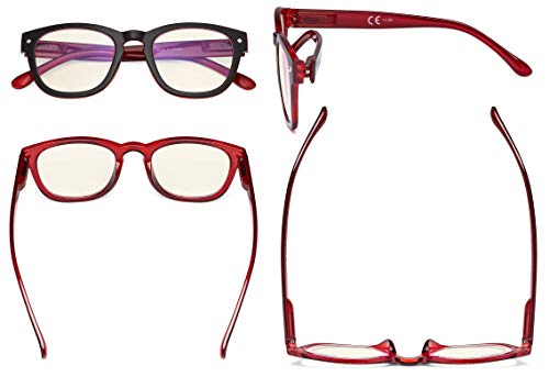 Image of Eyekepper Blue Light Filter Reading Glasses - UV420 Protection Computer Reader Eyeglasses - Black-Red +0.75
