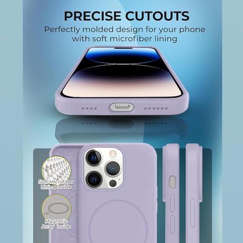 Image of iPhone 14 pro max Silicone Magsafe Case | Shock Proof Design & Camera Protection | Premium Rubberised Apple iPhone 14 pro max Cover (Microfiber Lining) | Magnetic Liquid Silicone - Purple