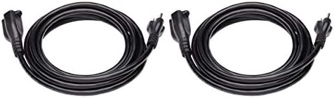 Amazon Basics Extension Cord, 13 Amps, 125V, 10 Feet, Black - Pack of 2
