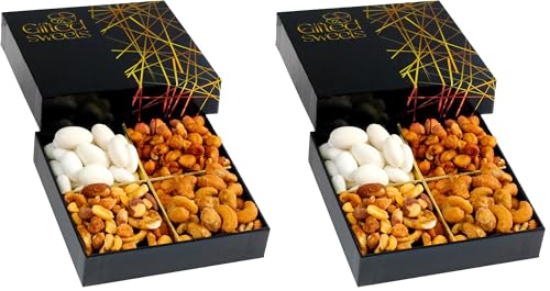 Flavored Nuts Gift Box - 4 Variety Sampler - Gourmet Nut Gift Basket - Holiday Nut Tray for Birthday, Care Package, Get Well, Anniversary, House Warming (Pack of 2) image 4