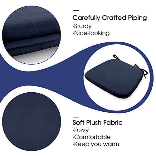 Basic Beyond Kitchen Chair Cushions Set Of 6, U Shaped Memory Foam Chair Cushion With Ties, 17 X 16 Inches Soft Plush Velvet Chair Pads For Dining Chairs(Navy) #TOP3