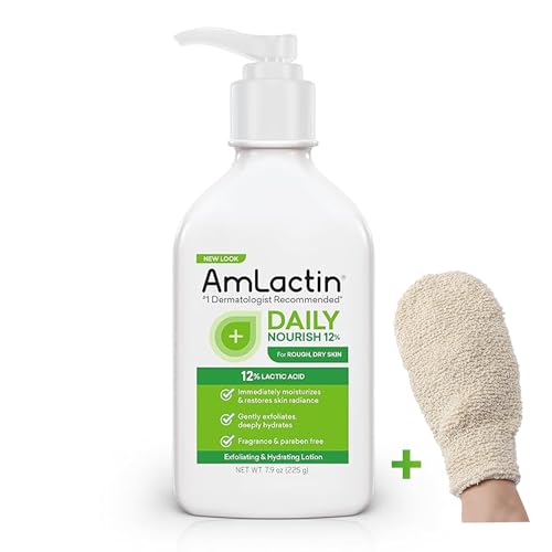 LUXPAKS Bath Glove Bundled mit Amlactn Moisturizing Lotion – Peeling-Body Lotion mit Lactic Acid for Smooth, Hydrated Skin