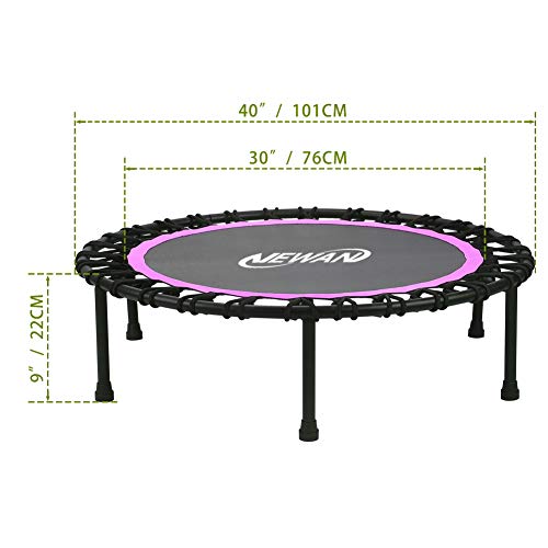 Newan 40'' Silent Fitness Mini Trampoline - Indoor Rebounder For Adults - Best Urban Cardio Jump Fitness Workout Trainer, Covered Bungee Rope System - Max Limit 330 Lbs #TOP5