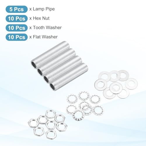Image of MECCANIXITY 35Pcs 0.8 inch Lamp Pipe Kit with Nuts Washers 1 /8IP Thread Fasteners Assortment for Chandelier Ceiling Light Repair Assembly DIY Hardware