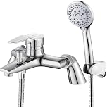 Bath Shower Mixer Tap, Single Lever Mixer Tap with 3 Mode Handshower, 1.5M Hose & Holder, G3/4 Standard Thread, 180mm Centres, Modern Bath Filler for Bathtub