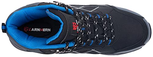 Larnmern Steel Toe Boots Mens Outdoor Work Boots Safety Working Shoes Indestructible Industrial Construction Footwear Slip Resistant Puncture Proof Static Dissipative Comfortable Breathable Durable Non Slip(10.5 Men, Black/Blue) #TOP5