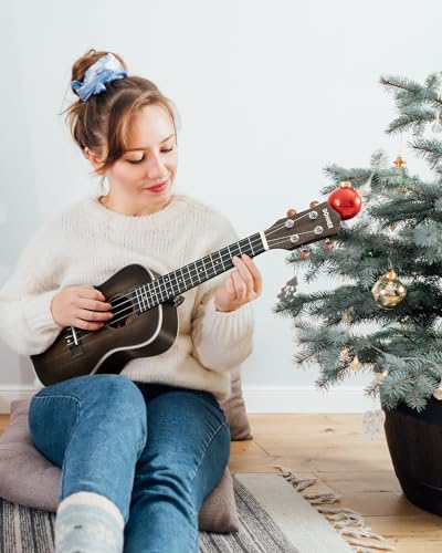 Image of Donner Concert Ukulele Professional 23 Inch Mahogany Ukelele for Adult Beginner Ukele Bundle with Online Lesson Gig Bag Aquila String Pick Tuner Strap Cloth DUC-200D Dark
