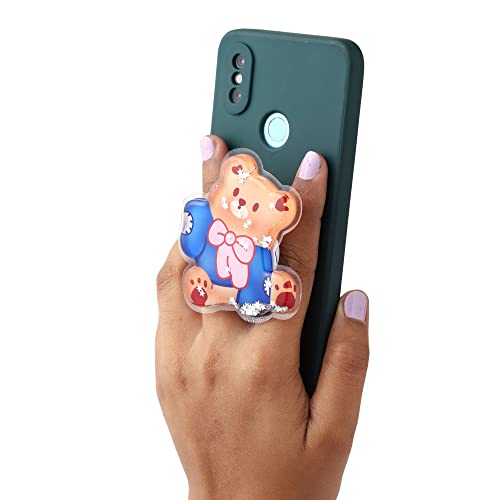Image of Cute Anime Mobile Holder Grip Stand for Phones Selfie Holder for Smartphones, Designed for Kids and Teens. [ Gel Inside ]-(Model - Bear with Bow)