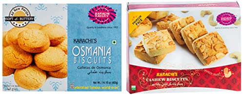 Image of Karachi Bakery Osmania Biscuits, 400g & Premium Cashew Biscuit, 800 g