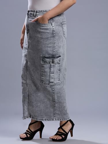Image of TURNING BLUE Womens Plus Size Grey Straight fit Cargo Skirt