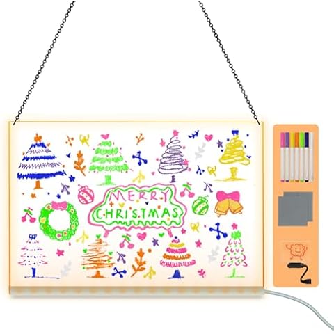 Laysinly Acrylic Dry Erase Board, 11.81"x 7.87" Illuminated Hanging Message Board, LED Writing Board for Restaurants, Cafeterias and Stores, Flashing LED Warm Lights Erasable Neon Effect (Switch) Cover