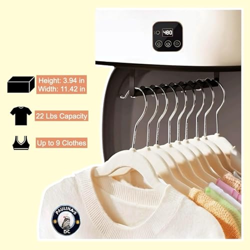 Mini-Wäschetrockner,Wärmepumpen Clothes Dryer mit 1-8H Timing, Fernbedienung & UV-Sterilisation,Elektrischer Wärmepumpentrockner für Geschäftsreisen,Studentenwohnheime, Wohnungen,Hotels,Campingplät