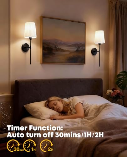 Image of Battery Operated Wall Sconces Set of 2, Rechargeable Wall Sconce 13000mAh Gold Wireless Wall Sconces with Remote Battery Powered Sconces Decor Set of 2 Wall Lights for Living Room Bedroom