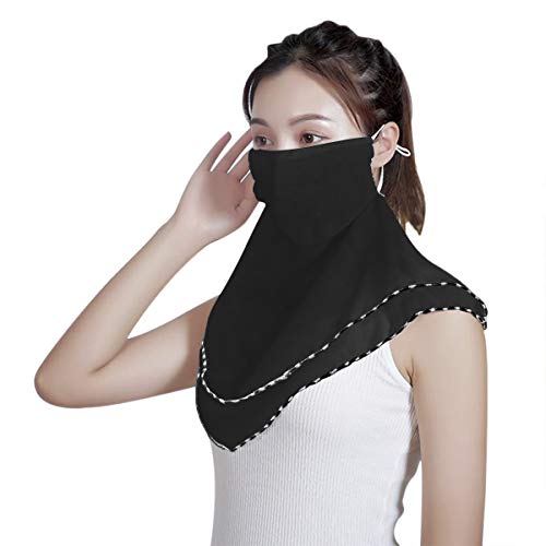 Womens Adjustable Sun Protection Face Mask Breathable Print Silk Neck Gaiter 50+ UV Protective Mask for Face Neck
