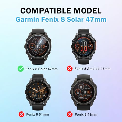 Image of 4 Pack Compatible for Garmin Fenix 8 Solar 47mm Screen Protector, HD Clear 9H Tempered Glass Watch Protective Film for Fenix 8 Solar Screen Protector 47mm, Anti-scratch & Sensitive Touch