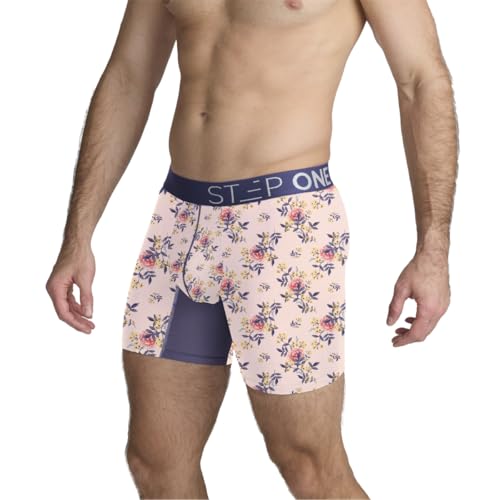 STEP ONE Mens Boxers Shorts, 1 Pair, Anti Chafing Underwear for Men, Moisture-Wicking Boxer Shorts with 3D Pouch