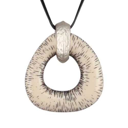 Jeniiahua Long Leather Pendant Necklace for Women Bohemian Vintage Choker with Large White Pendant Boho Leather Necklace by Jeniiahua - Used condition - US$5.62