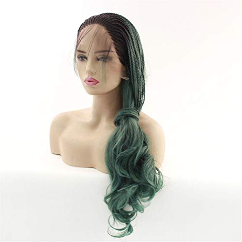Perruque de dentelle noire ondulée haut de gamme tresses longues - 3