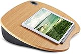HUANUO Lap Desk - Fits up to 14 inch Slim Laptop, Laptop Stand with Pillow Cushion & Bamboo Grain Platform on Bed & Sofa, with Cable Hole & Anti-Slip Strip