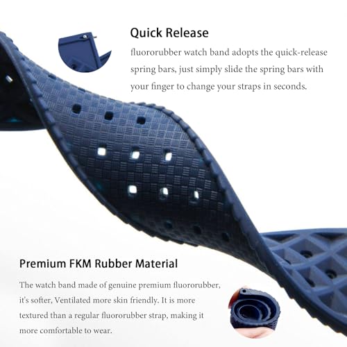 Image of FKM Rubber Watch Bands Tropical Style Quick Release Fluororubber Watch Strap 18mm 20mm 22mm Universal Soft Breathable Durable Sporty FKM Rubber Replacement Band Strap for Men Women