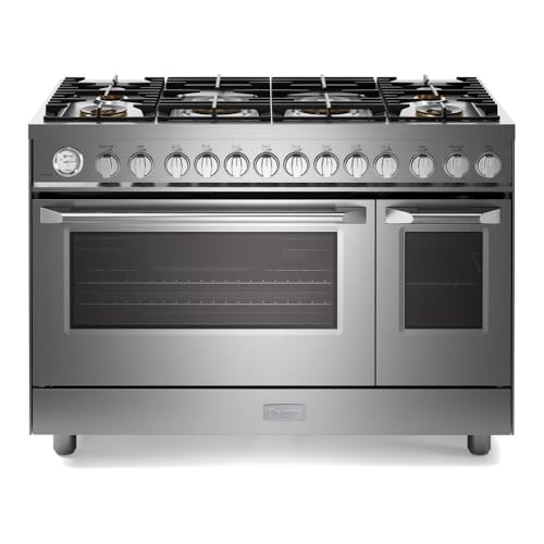 Image of Verona 48 inch Ultima Collection Gas Range with 6 Brass Burners, 5.2 cu. ft. Oven Total Capacity, LP Conversion Kit, Analog Temperature Indicator