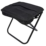 Cryfokt Folding Stool Bag, Carbon Steel X Frame Folding Stool with Storage Pouch, Dual Function Design, Lightweight & Compact Chair Sling Bag for Camping Hiking Fishing (Black)