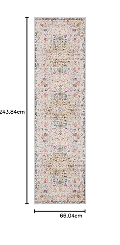 SAFAVIEH Boho Rug for Living Room Dining Room, Bedroom - Madison Collection, Short Pile, in Grey and Gold, 66 X 244 cm - Image 2