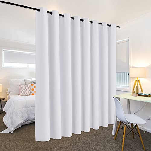 Image of RYB HOME White Separation Room Divider Heavy Duty Share Space Decorative Partition Drapes for Patio /Living Room /Sliding Door /Clinic /Hospital, W 15 x L 8 ft, Greyish White, 1 Panel