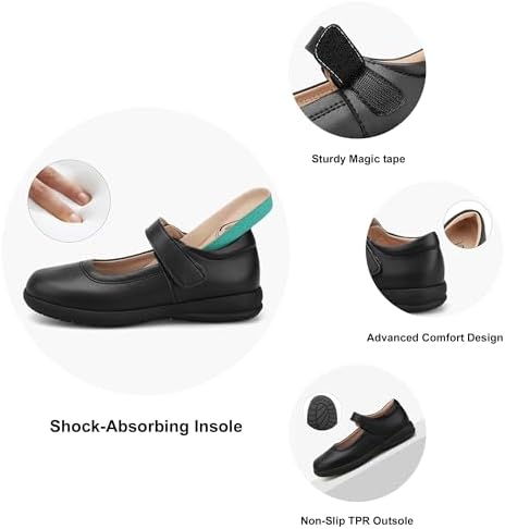 Stelle Girls School Shoes Mary Jane Uniform Dress Shoes(Black,13ML) — view 4