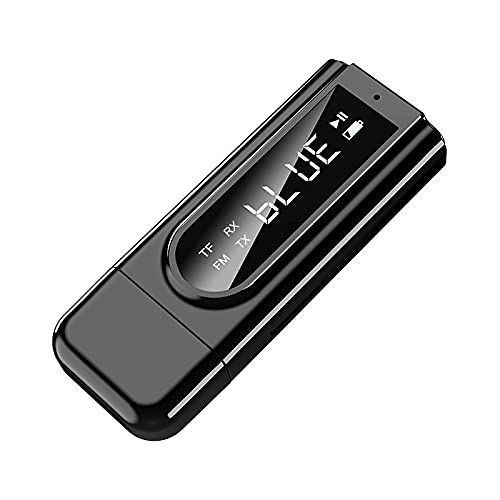 Adattatore Audio Bluetooth. Auto USB FM. Bluetooth 5.0 Ricevitore AUX Audio Audio DUPLICE Adapter Stereo Adapter Auto MP3. Musica Stereo dei Giocatori FM. Trasmettitore (Color Name : Black)