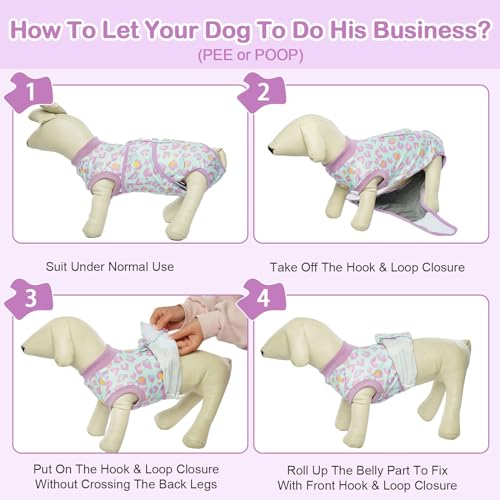 Image of Kuoser Dog Recovery Suit for Dogs After Surgery,Professional Surgical Onesie for Female Male Dogs Spay Neuter,Soft Dog Surgery Suit Bodysuit for Abdominal Wounds Skin Disease,Light Purple Leopard XL