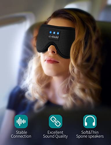 Image of LC-dolida Sleep Mask with Bluetooth Headphones,Sleep Headphones Bluetooth Sleep Mask 3D Sleeping Headphones for Side Sleepers Best Gift and Travel Essential (Elegant Black)