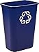Rubbermaid Commercial Products Deskside Recycling Can, 10.25-Gallon/41-Quart, Blue Recycling Symbol, Plastic, for Bedroom/Bathroom/Office/Under Desk/Sink