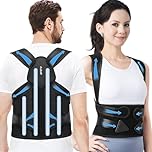 Aollop Posture Corrector for Men and Women - Elastic Adjustable Lumbar Belt Strap 4 Support Bars Back Support Brace - Breathable Upper Lower Back Straightener for Spine Scoliosis (Black, 30'-38')