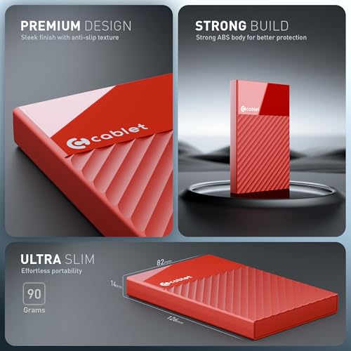 Image of Cablet 2.5 Inch SATA USB 3.0 HDD /SSD Portable External Enclosure for 7mm and 9.5mm, Tool-Free Design, Supports UASP Max 6TB (HD2577-U3-RD)