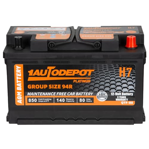 Image of BCI Group 94R Car Battery, 12V 80Ah Size H7 Automotive Battery Premium Maintenance Free AGM Batteries, 850CCA, 140RC