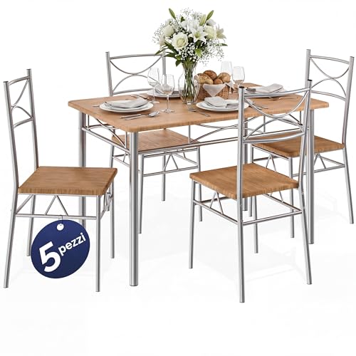 COMPOSIZIONE: il Set «Paul» della marca CASARIA è composto da un tavolo e 4 sedie. Perfetto per cucina, soggiorno, taverna o sala da pranzo!