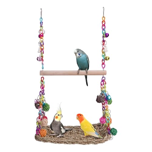 Balançoires pour perroquets,Balançoire pour Oiseaux,Jouet pour Oiseaux perruches,Balançoire Perroquet,Jouet pour Perruche,Balançoire en Bois pour...
