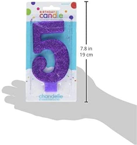 Amscan #5 Large Glitter Birthday Candle | Purple | Party Supply | 1 Piece #TOP1