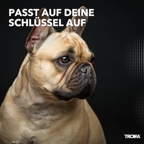 TROIKA Schlüsselanhänger Hund Mops BUDDY Geschenk für Hundeliebhaber aus 3-D-Metallguss mit Schlüsselring, verchromt, matt, gunmetal Original