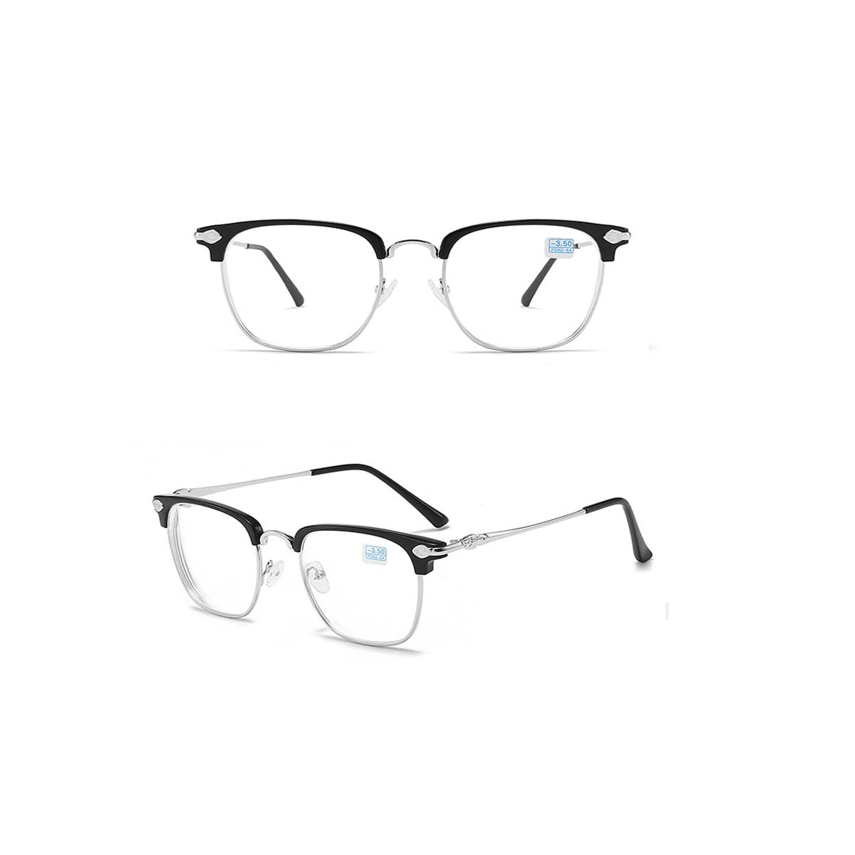 Gafas de miopía para miopía de miopía -6.00 elegantes anteojos clásicos retro con marco de metal plateado, plateado, -6.00
