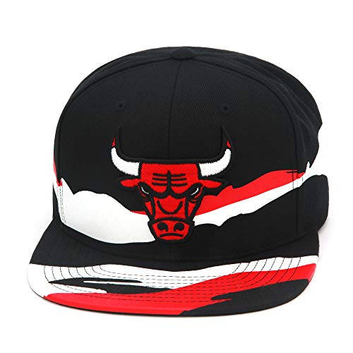 Mitchell & Ness Chicago Bulls Snapback Hat for Men - Black Red White Camo Design - Basketball Cap for Men