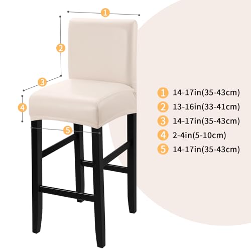 Image of YISUN Waterproof Bar Stool Covers, Pu Leather Counter Chair Cover Removable Washable Barstool Slipcovers, Stretch Pub Tall Chair Covers with Backs (4 Pack, Pale Beige)