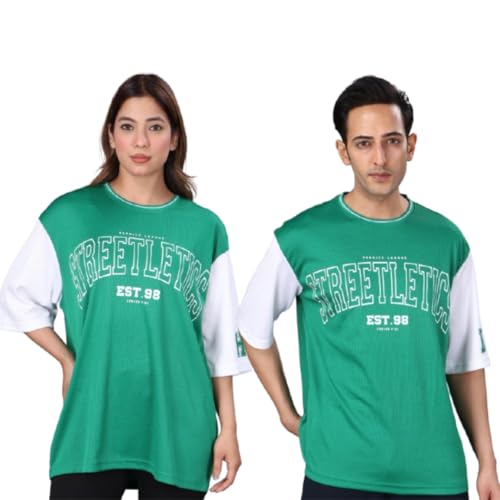 Image of Amazon Brand - INKAST Unisex Oversized T-Shirt | Sportwear | Contrast Sleeves | Drop Shoulder Baggy Fit | Graphic Print | Activewear for Gym,Training & Street Style