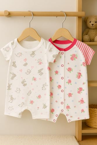 Image of TuddyBuddy 100% Cotton Romper /Jumpsuit /Bodysuit Set for Baby (Pack of 2 Playsuits)