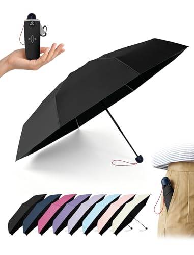 LILAC Mini Umbrella for Travel Compact - UPF 100+ UV Sun Umbrella for Purse Backpack,Super mini Sturdy Pocket Folding Umbrella with Absorbent Sleeve, Heavy Duty Parasol