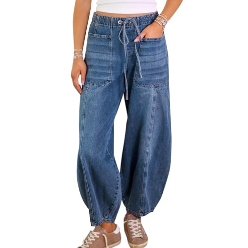 Jean jambes larges femme amples en denim délavé : le confort tendance