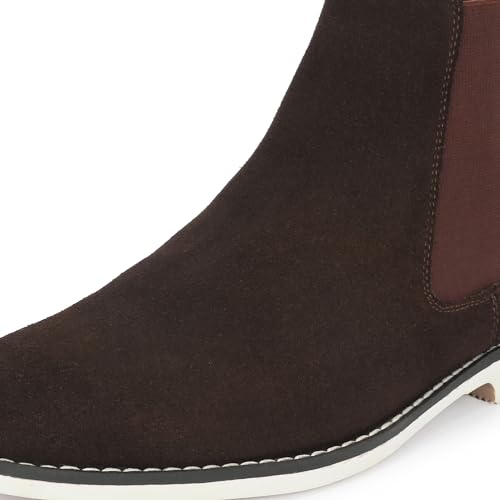Image of Blue Leather By Centrino Genuine Leather Men's Formal and Casual Leather Boots | Versatile and Sophisticated Chelsea Boots for Every Season | Fashionable Elegant Boots for Any Occasion (3964)