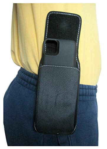 Get Discount Offer Mgbca Nylon Zerolemon iPhone 11 Pro Max Phone Pouch, Rugged Phone Belt Holder, W/Fixed Holster Belt Clip, Magnetic Closure, for Compatible Zerolemon Battery Case On (Black- Vertical)